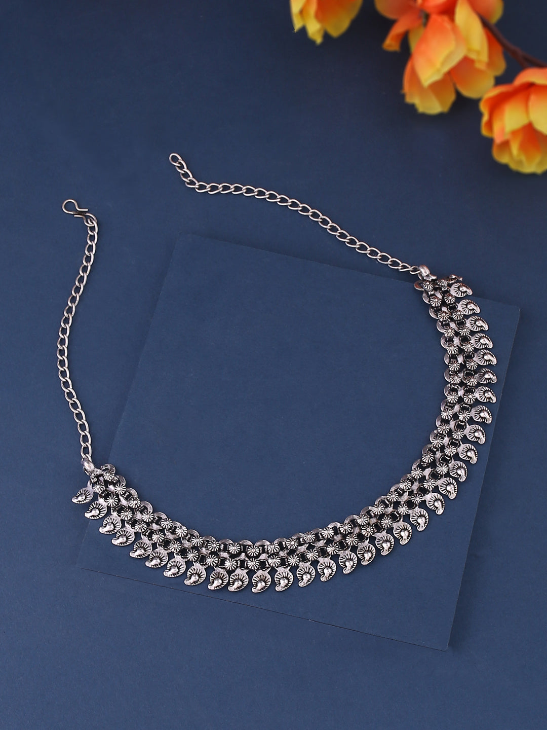 Women's Silver-Plated Oxidised Necklace