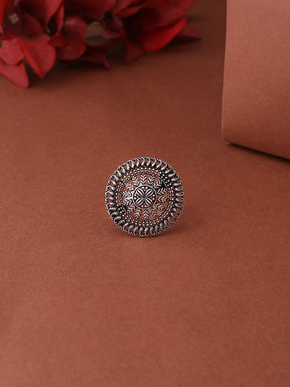 Women's Oxidised Silver Plated Adjustable Finger Ring