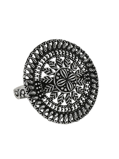 Women's Oxidised Silver Plated Adjustable Finger Ring