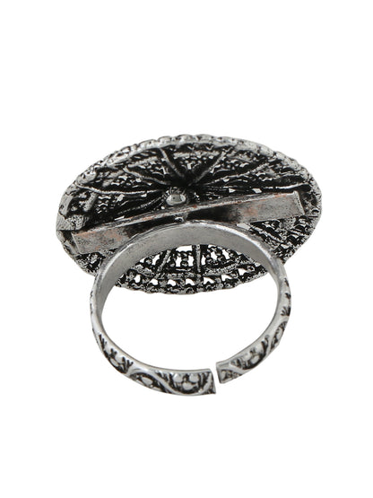 Women's Oxidised Silver Plated Adjustable Finger Ring