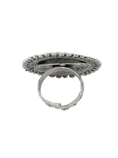 Women's Oxidised Silver Plated Adjustable Finger Ring