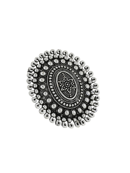 Women's Oxidised Silver Plated Adjustable Finger Ring