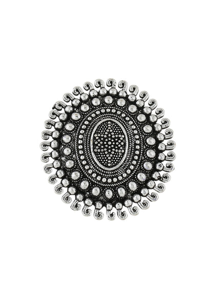 Women's Oxidised Silver Plated Adjustable Finger Ring