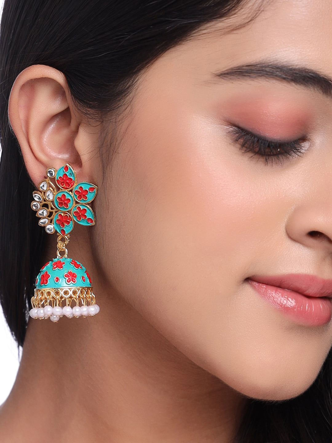 Women's Green Dome Shaped Jhumka Earrings