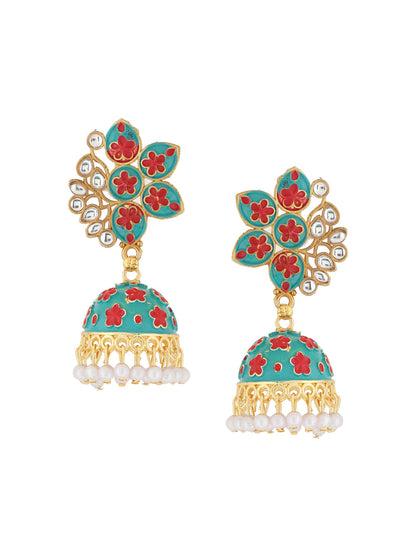 Women's Green Dome Shaped Jhumka Earrings