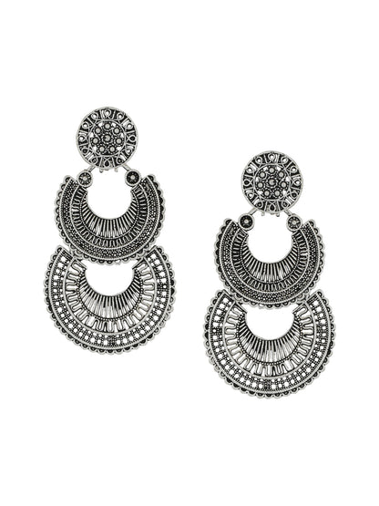 Women's Silver plated crescent shaped drop earrings