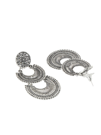 Women's Silver plated crescent shaped drop earrings