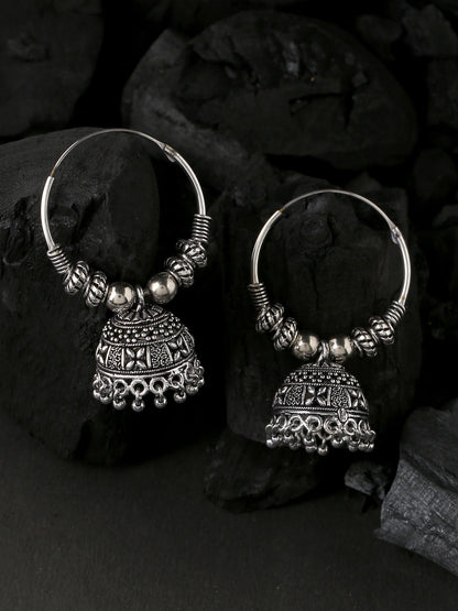 Women's Silver-Plated Contemporary Jhumkas Earrings