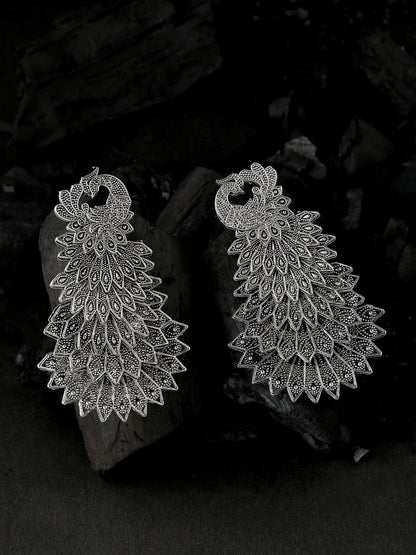 Women's Silver toned contemporary drop earrings