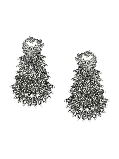 Women's Silver toned contemporary drop earrings