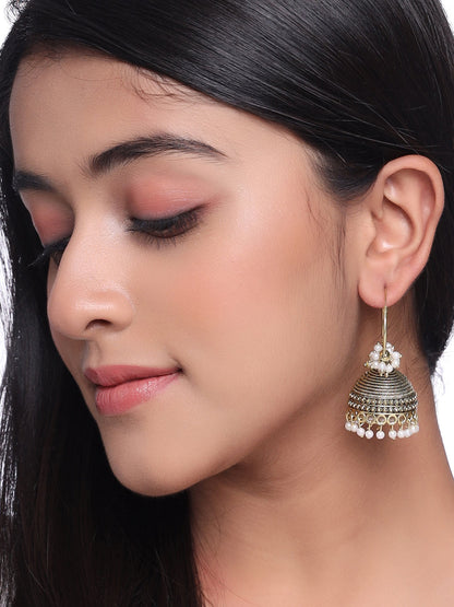 Women's Gold toned contemporary Jhumkas Earrings