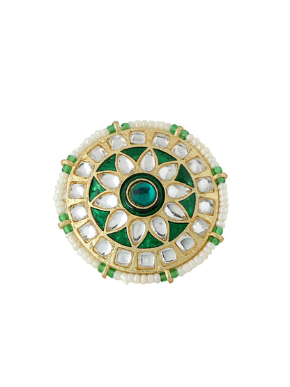 Women's Traditional Kundan Meenakari Gold Plated Ajustable Finger Ring