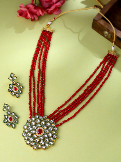 Women's Gold-Plated Kundan Studded Jewellery Set