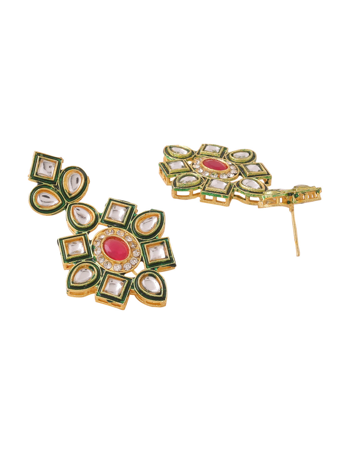 Women's Gold-Plated Kundan Studded Jewellery Set