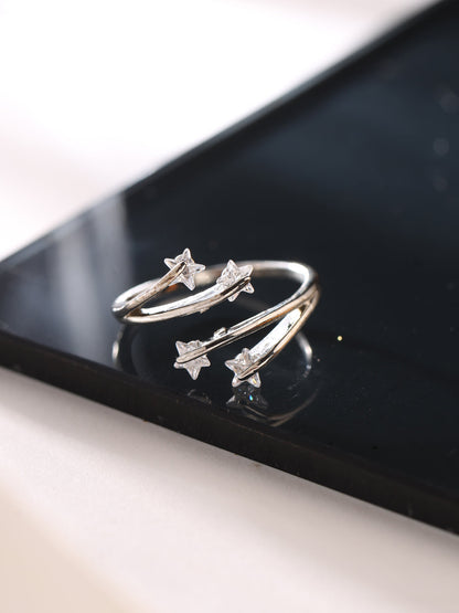 Women's Stylish Latest Silver Plated Ring with AD stones