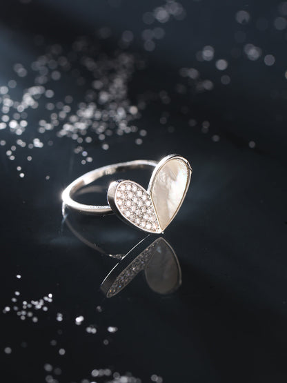 Women's Stylish Latest Silver Plated Ring with AD stones