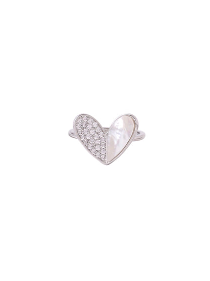 Women's Stylish Latest Silver Plated Ring with AD stones