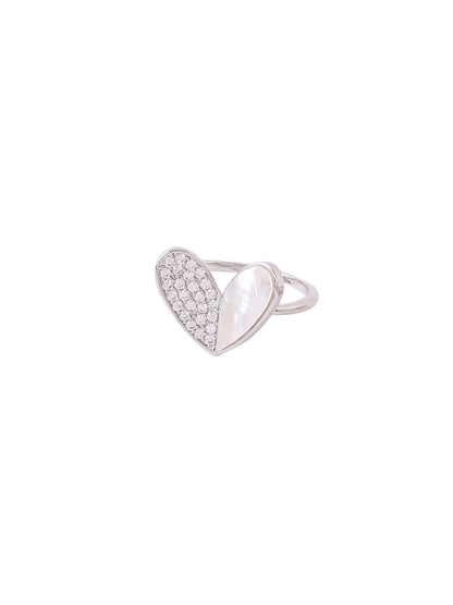 Women's Stylish Latest Silver Plated Ring with AD stones