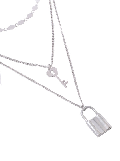 Women's 3 Layered Silver-Plated Minimal Layered Necklace