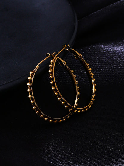 Women's Gold Toned Beaded Circular Earrings