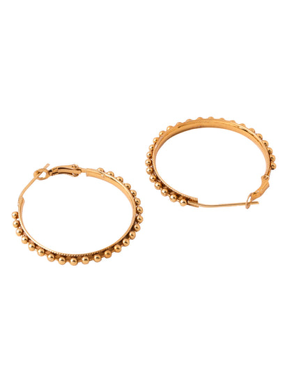 Women's Gold Toned Beaded Circular Earrings