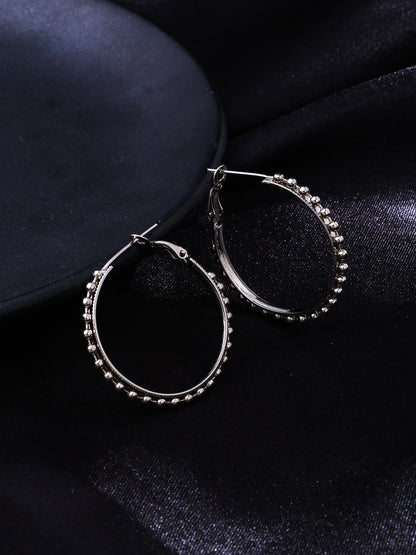 Women's Silver Toned Beaded Circular Earrings