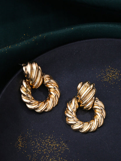 Women's Gold Toned Circular Drop Earrings
