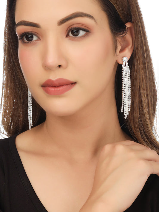 Women's Silver toned contemporary Drop Earrings