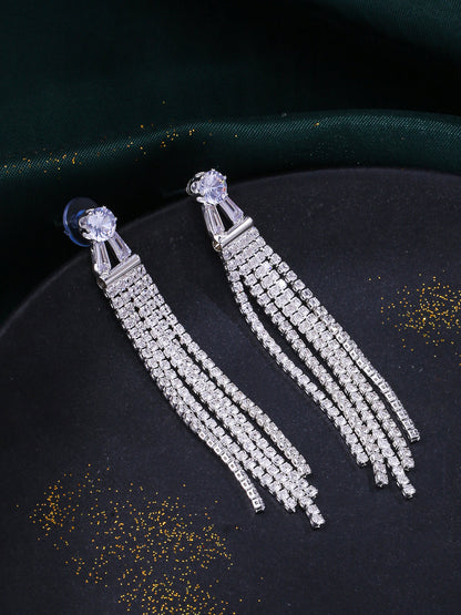 Women's Silver toned contemporary Drop Earrings