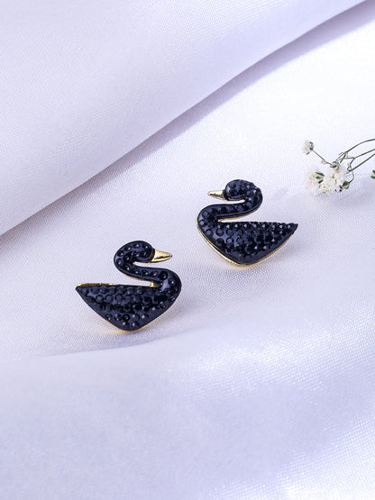 Women's Black CZ Studded Studs Earrings