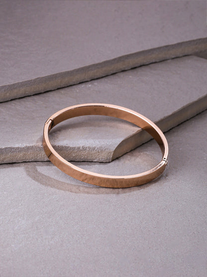 Men's Rose Gold Metal Interlock Kada Bracelet