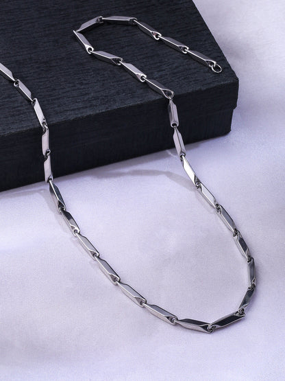 Men's Rhodium-Plated Stainless Steel Bohemian Chain