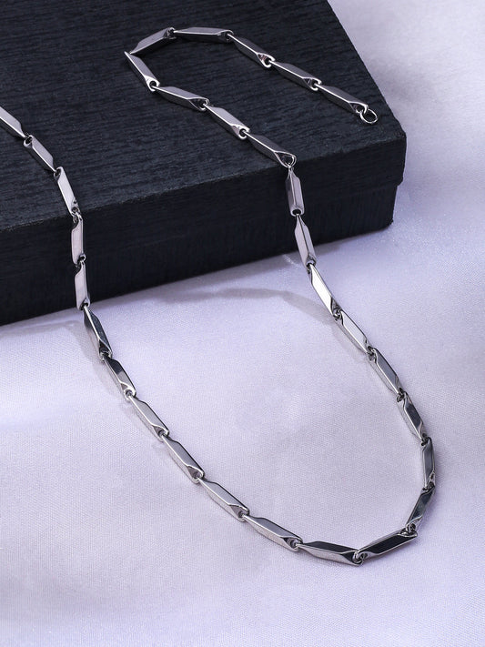 Men's Rhodium-Plated Stainless Steel Bohemian Chain
