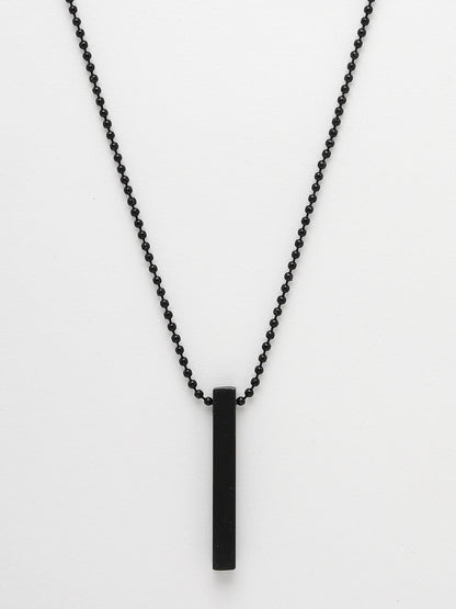 Men's Black Rhodium Plated Bar Pendant & Chain
