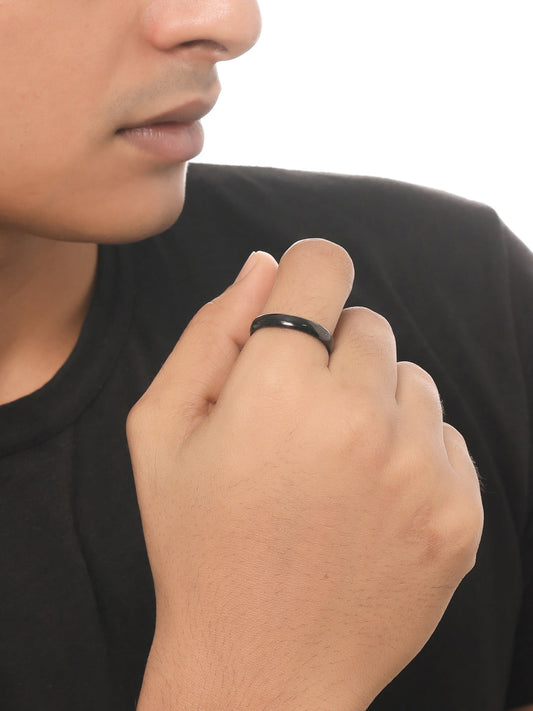 Men's Black Stainless Steel Finger Ring