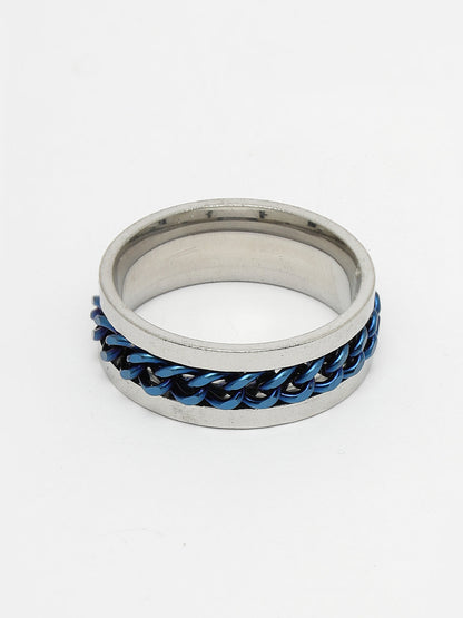Men's Rhodium Plated Stainless Steel Finger Ring