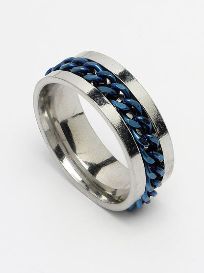 Men's Rhodium Plated Stainless Steel Finger Ring