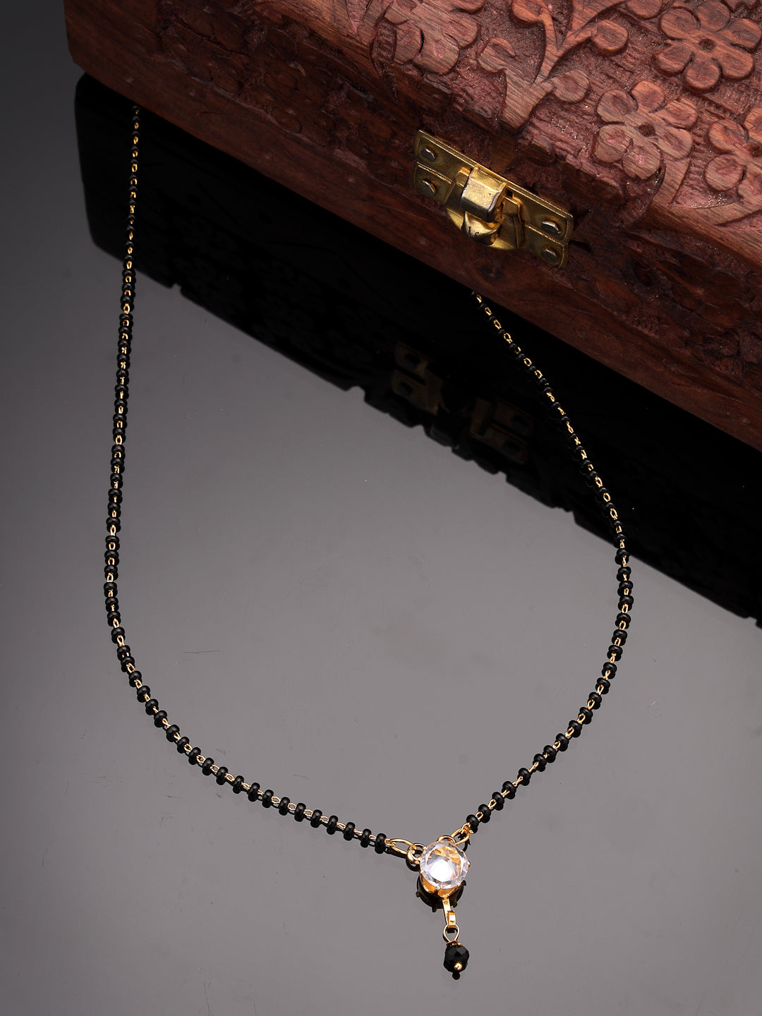 Women's Ethnic Gold-Plated Beaded Mangalsutra with AD stone