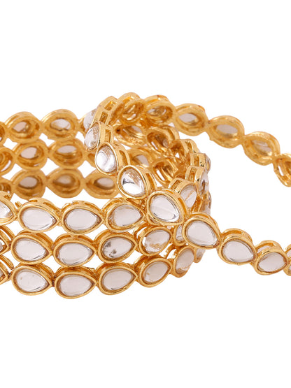 Women's Set Of 2 Gold-Plated Kundan Studded Traditional Bangles