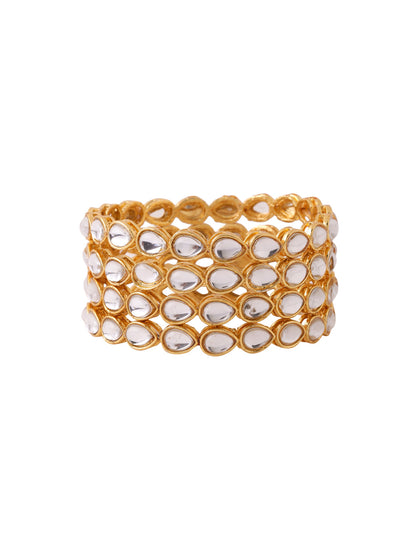 Women's Set Of 2 Gold-Plated Kundan Studded Traditional Bangles
