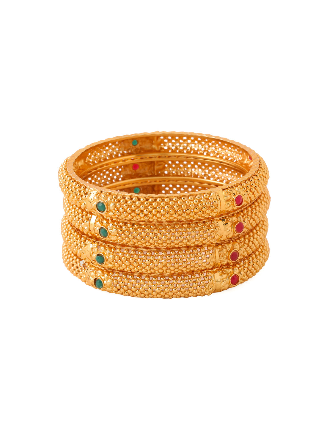 Women's Set Of 4 Gold-Plated Traditional Bangles