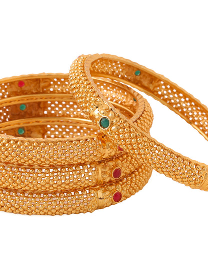 Women's Set Of 4 Gold-Plated Traditional Bangles