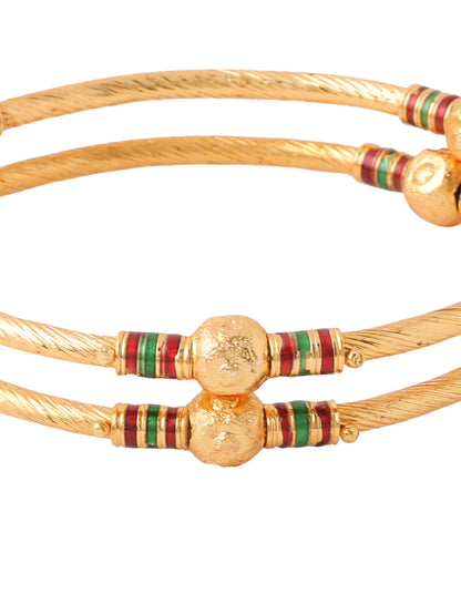 Women's Set Of 2 Gold-Plated Traditional Bangles