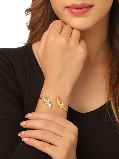 Women's gold plated adjustable Kada bracelet