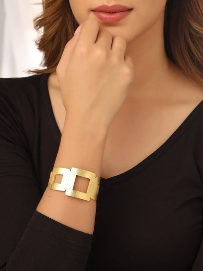 Women's gold plated adjustable Kada bracelet