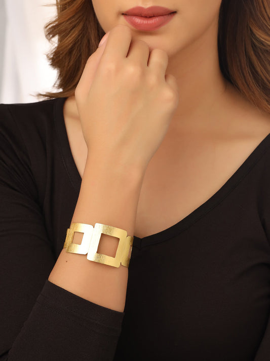 Women's gold plated adjustable Kada bracelet