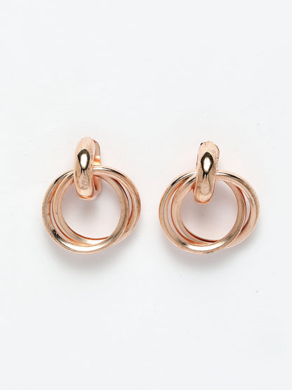 Women's western gold plated circular metal hoop earrings