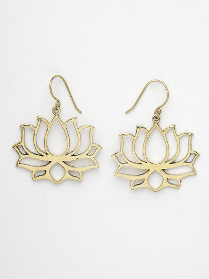 Women's Lotus shaped gold plated earrings