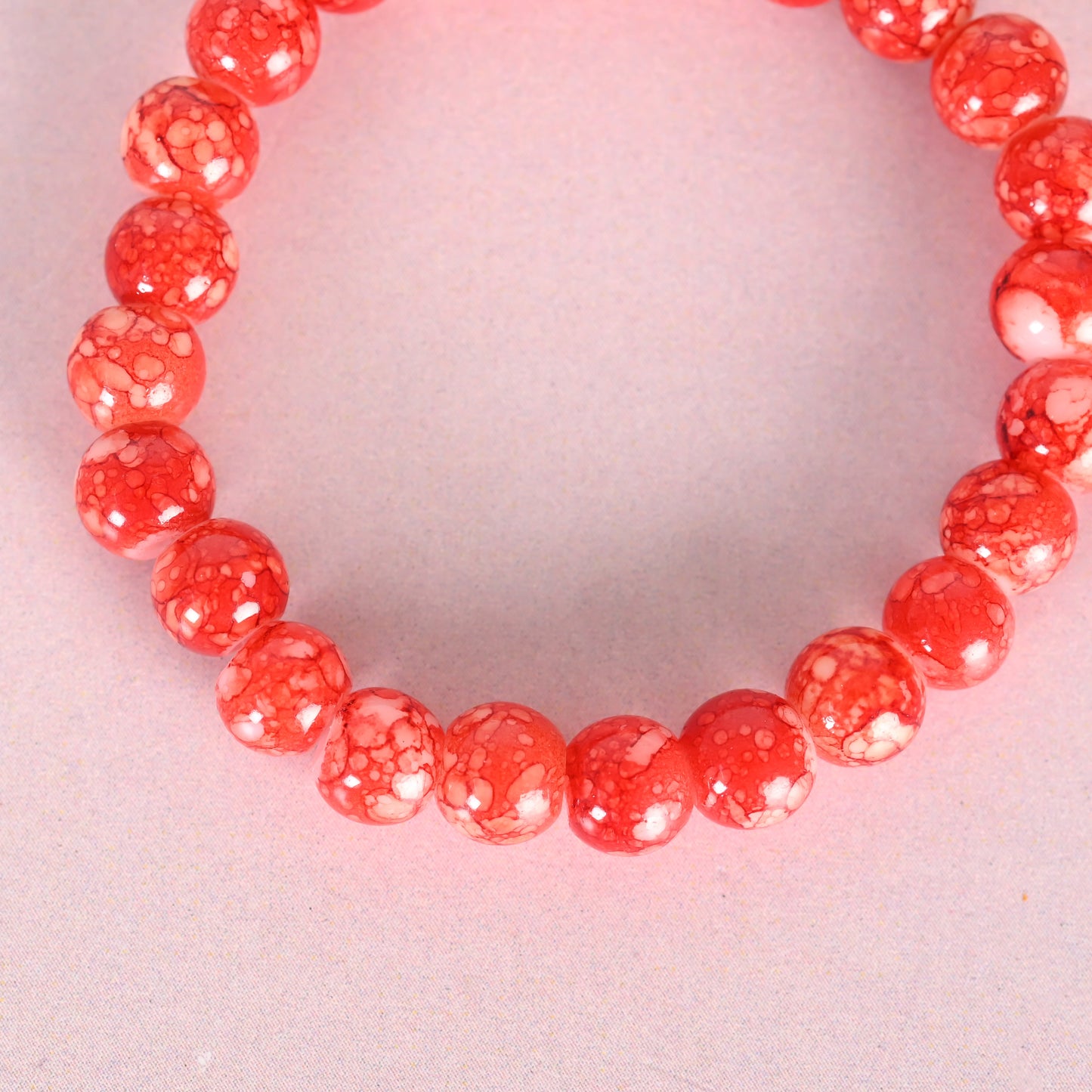Unisex Red Marbel Crystal Elasticated Bracelet