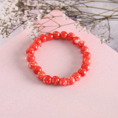 Unisex Red Marbel Crystal Elasticated Bracelet